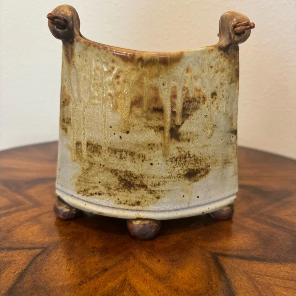 Betsy Gray Porcelain Rustic Vase Art Piece with Earthy Tones - Picture 11 of 13